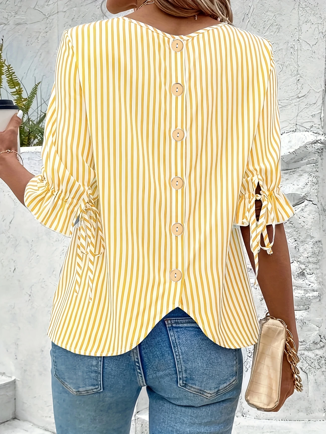 Women's Half Sleeve Shirt Summer Yellow Striped Crew Neck Daily Going Out Vintage Top