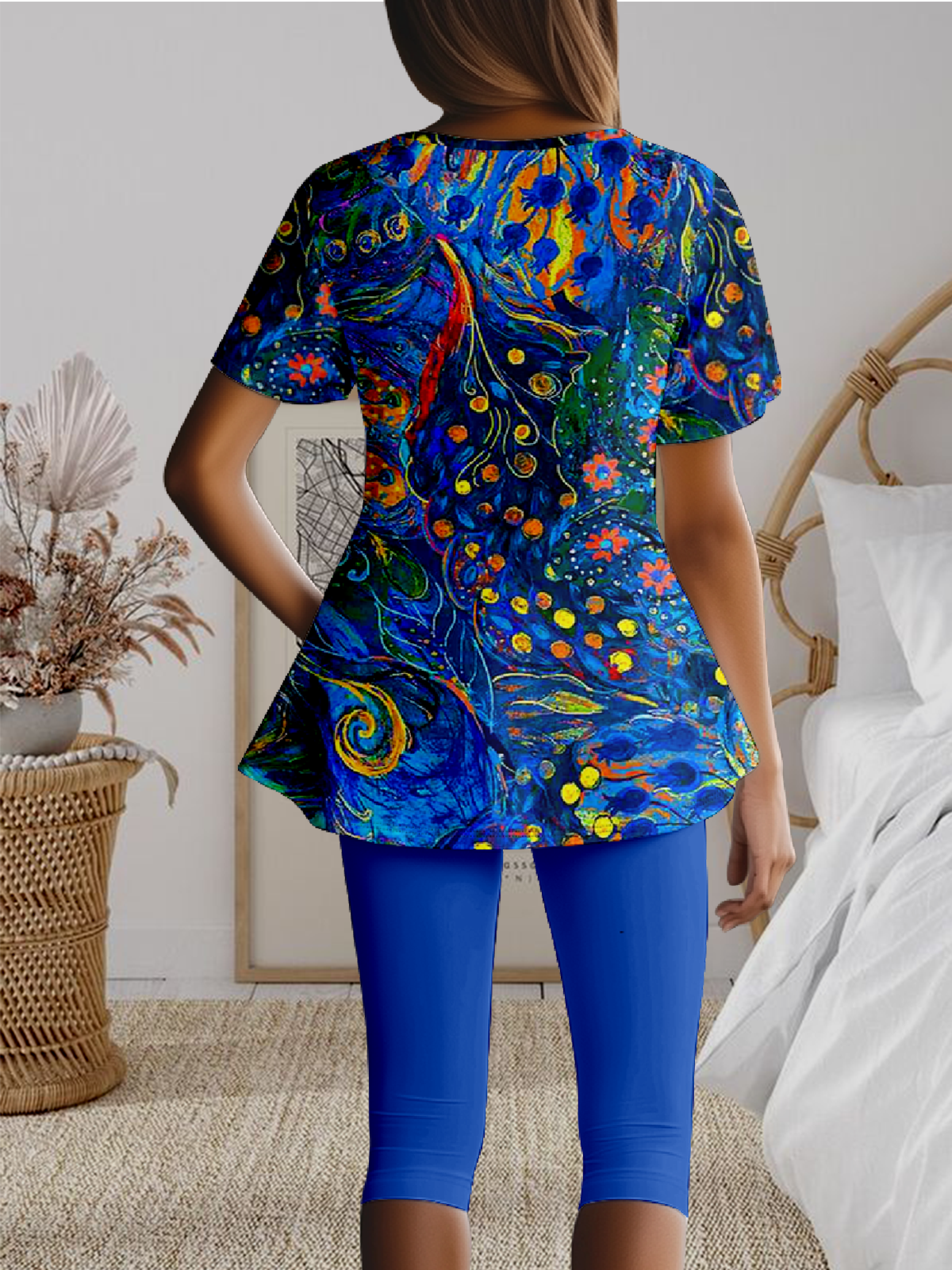 Regular Fit Pop Art Print Simple Two-Piece Set