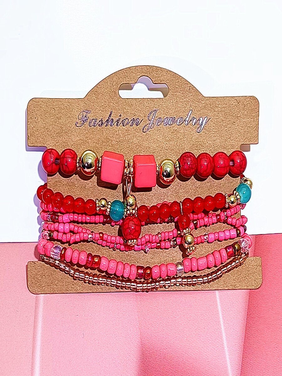 Handmade Bohemian Women's Millet Bead Bracelets, Romantic Element Bracelet Set 8 Pieces/set Bracelet