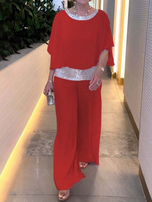 Women's Split Joint Plain Daily Going Out Two-Piece Set Pink Casual Summer Top With Pants Matching Set