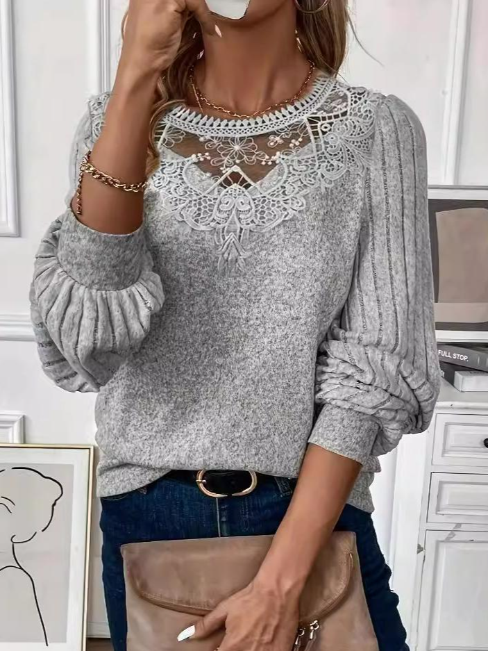 Women Plain Crew Neck Long Sleeve Sexy Daily Spring/Fall Knit Top