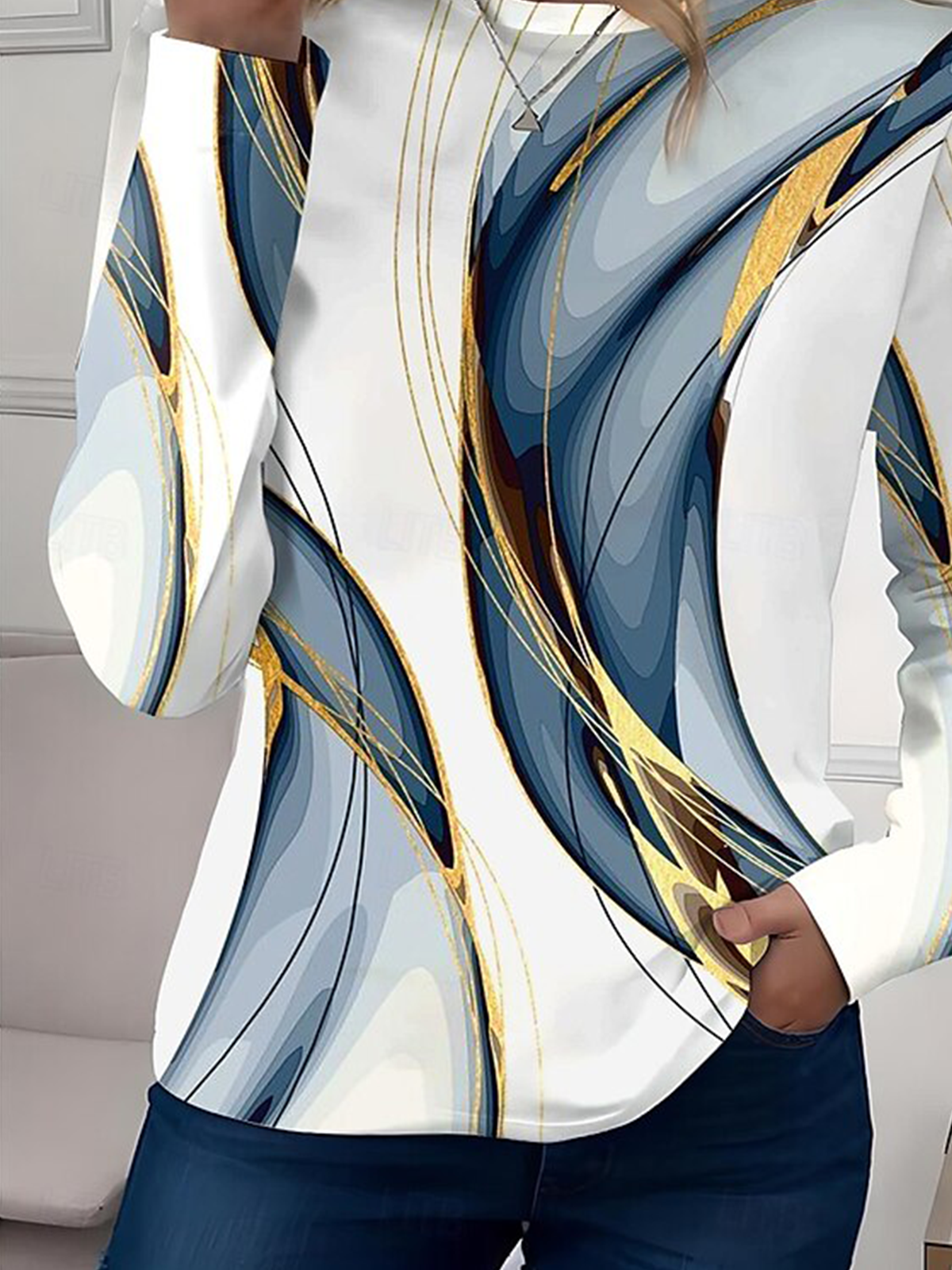 Women Color Block Crew Neck Cotton Long Sleeve Casual Daily Spring/Fall T-shirt