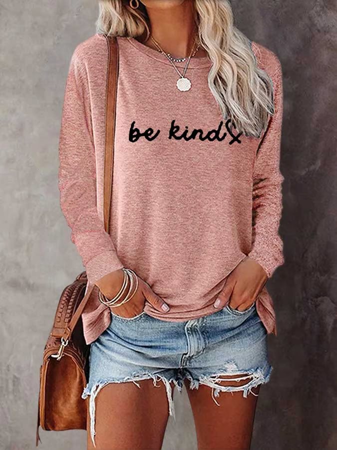 Women Text Letters Crew Neck Cotton-Blend Long Sleeve Casual Daily Spring/Fall Blouse