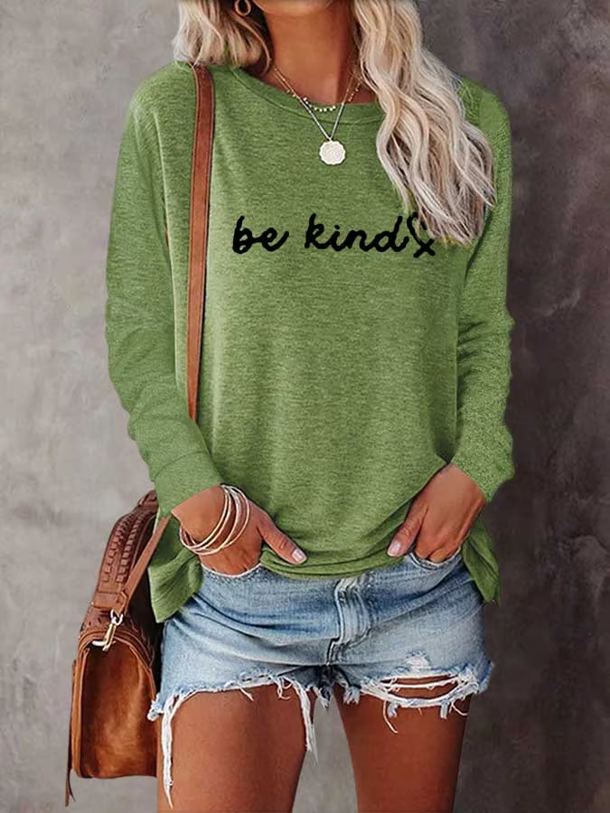 Women Text Letters Crew Neck Cotton-Blend Long Sleeve Casual Daily Spring/Fall Blouse