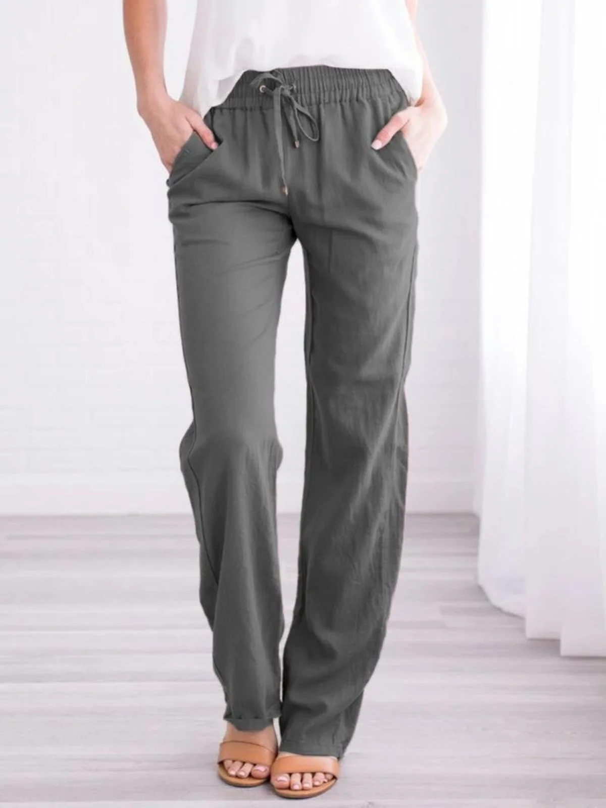 Cotton Regular Fit Casual Plain Pants