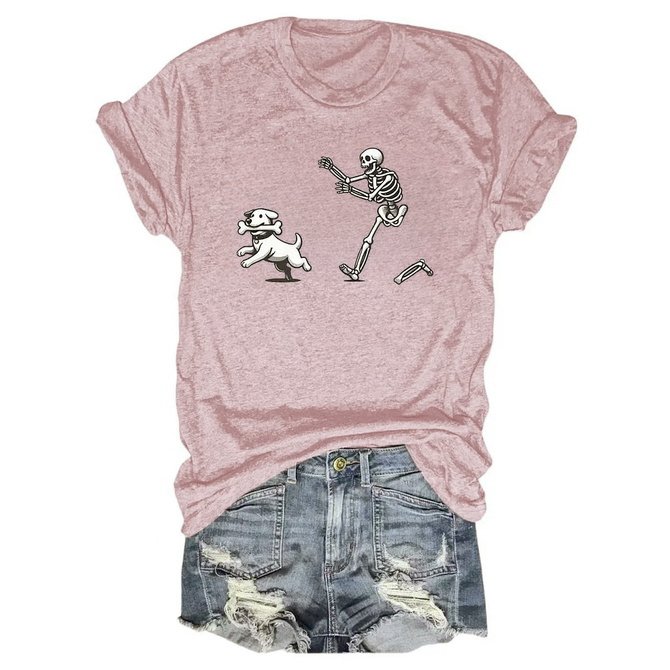 Women's Halloween Dog Funny Short Sleeve T-Shirt