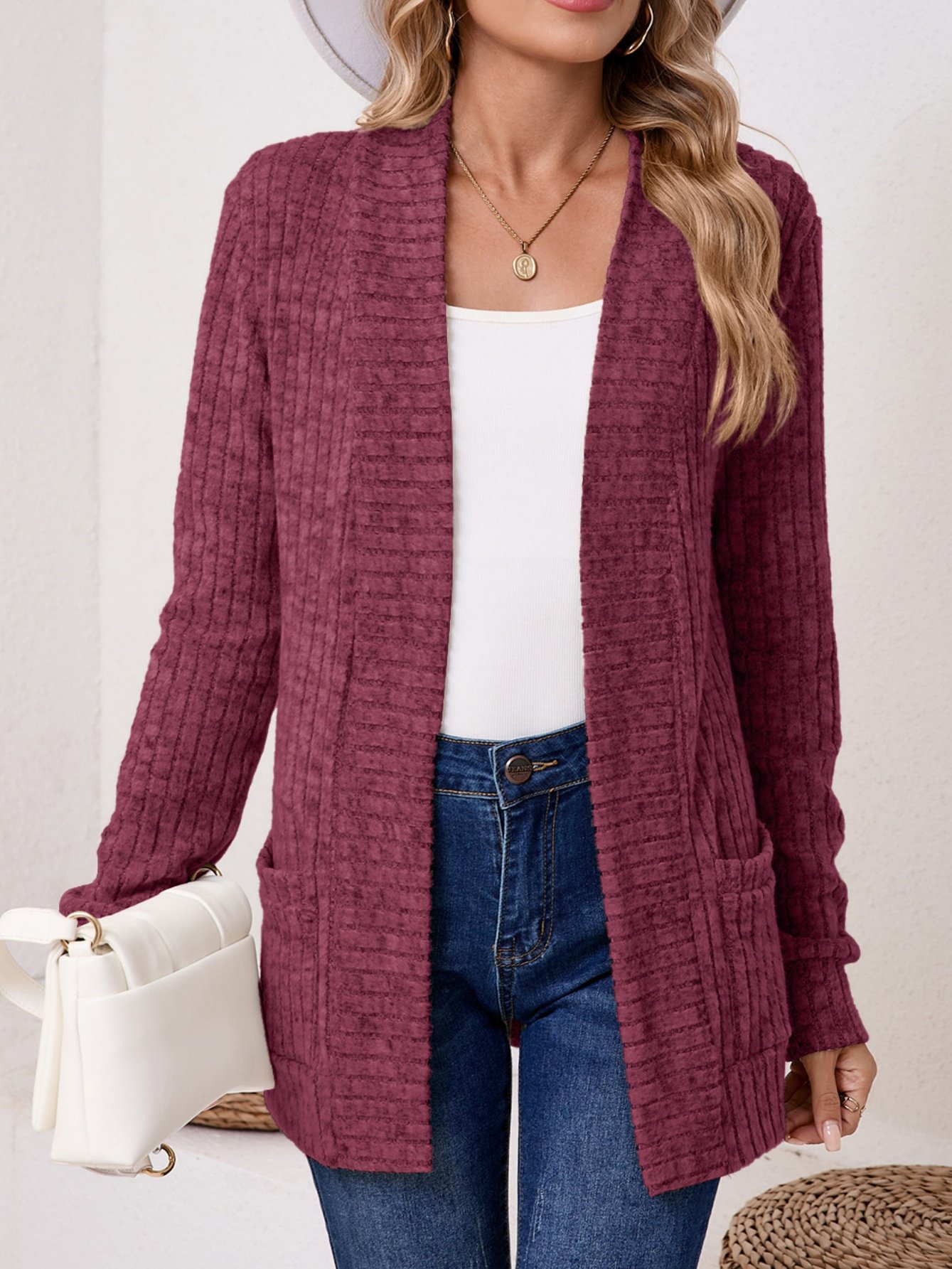 Women Plain Cashmere Long Sleeve Vintage Split Joint Spring/Fall Daily Kimono Outerwear