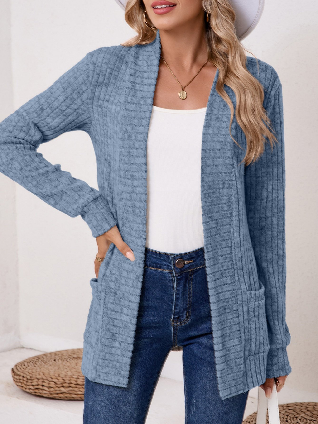 Women Plain Cashmere Long Sleeve Vintage Split Joint Spring/Fall Daily Kimono Outerwear