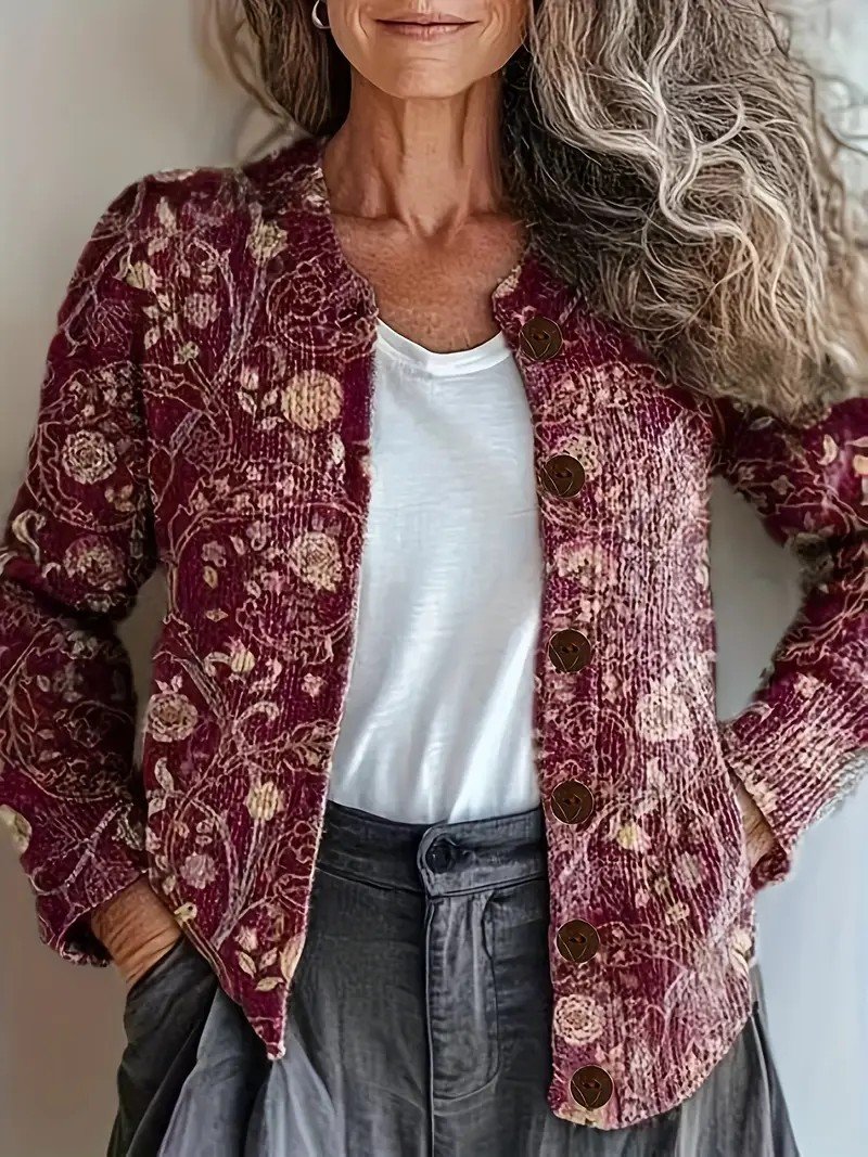 Loose Knitted Casual Crew Neck Cardigan
