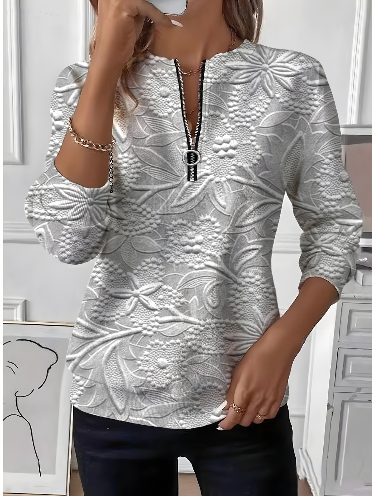 Women Floral Crew Neck Long Sleeve Vintage Daily Spring/Fall Sweatshirt