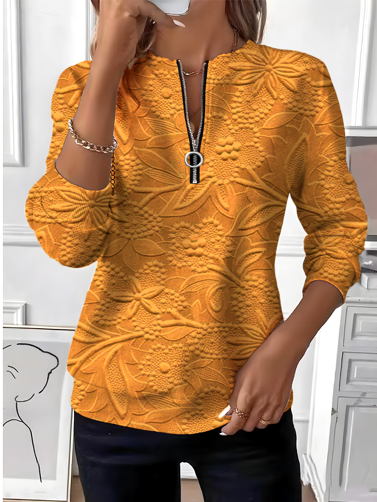 Women Floral Crew Neck Long Sleeve Vintage Daily Spring/Fall Sweatshirt