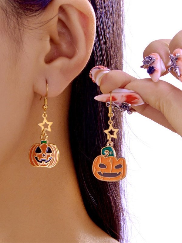 Alloy Electroplating Halloween Jewelry Cartoon Bat Ghost Pumpkin Earrings Halloween Kitten Skull Spider Witch Earrings