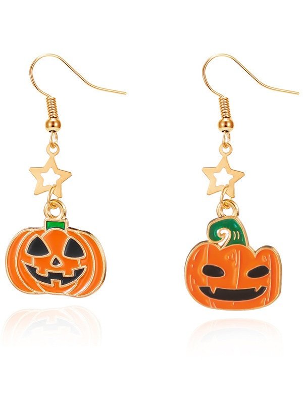 Alloy Electroplating Halloween Jewelry Cartoon Bat Ghost Pumpkin Earrings Halloween Kitten Skull Spider Witch Earrings