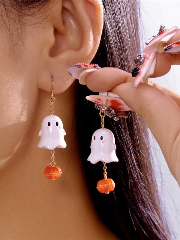 Alloy Electroplating Halloween Jewelry Cartoon Bat Ghost Pumpkin Earrings Halloween Kitten Skull Spider Witch Earrings