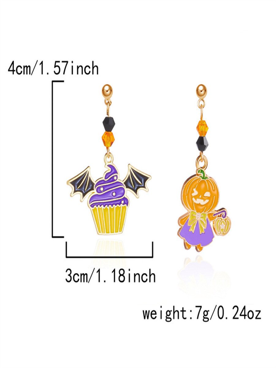 Alloy Electroplating Halloween Jewelry Cartoon Bat Ghost Pumpkin Earrings Halloween Kitten Skull Spider Witch Earrings