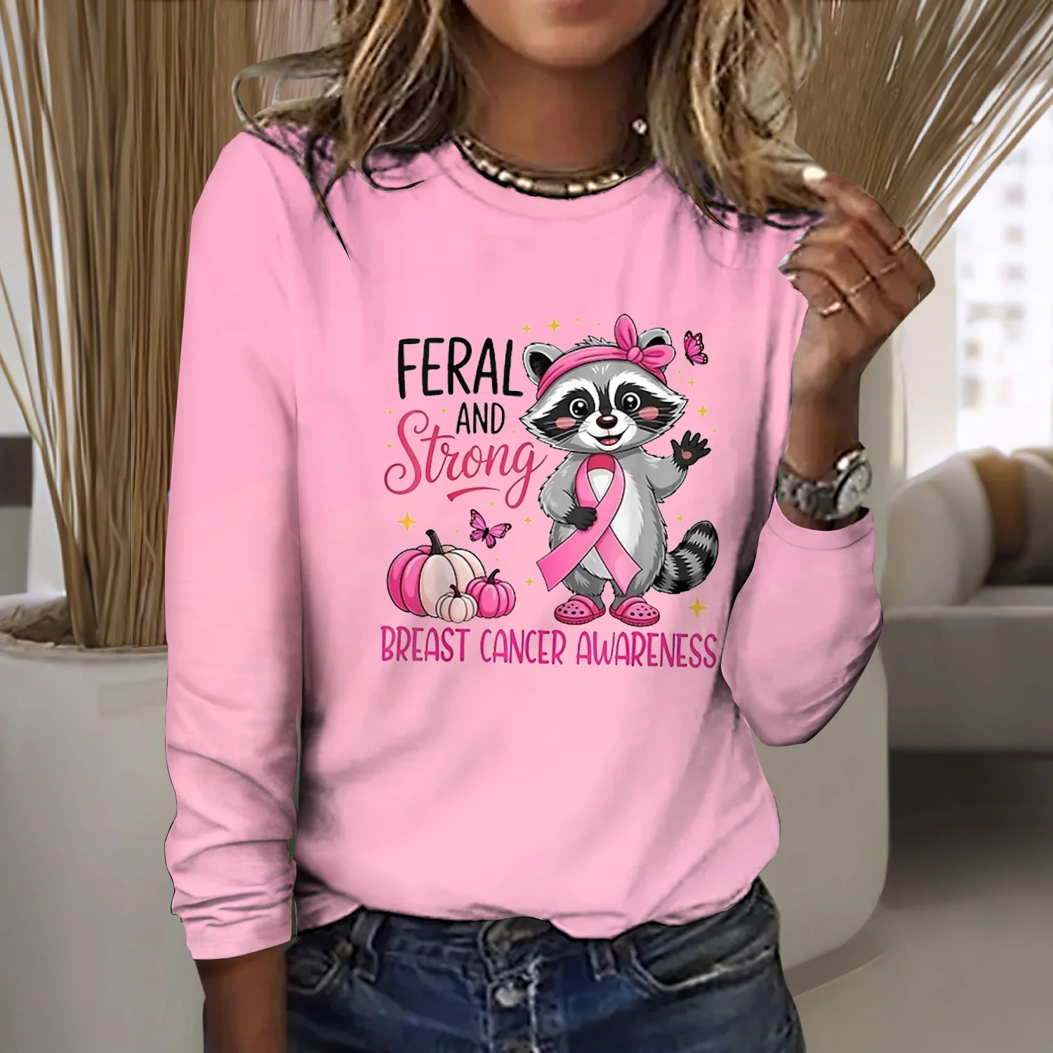 Women Floral Crew Neck Cotton Long Sleeve Vintage Daily Spring/Fall T-shirt