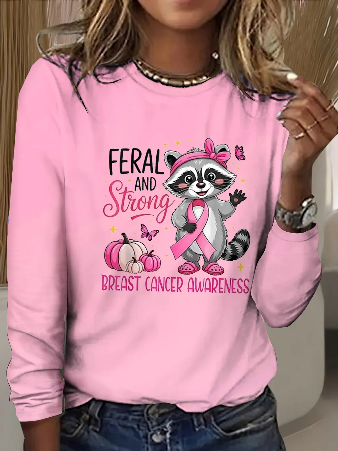 Women Floral Crew Neck Cotton Long Sleeve Vintage Daily Spring/Fall T-shirt