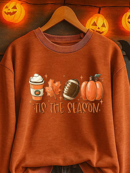 Women Maple Leaf Crew Neck Long Sleeve Casual Daily Spring/Fall Sweatshirt