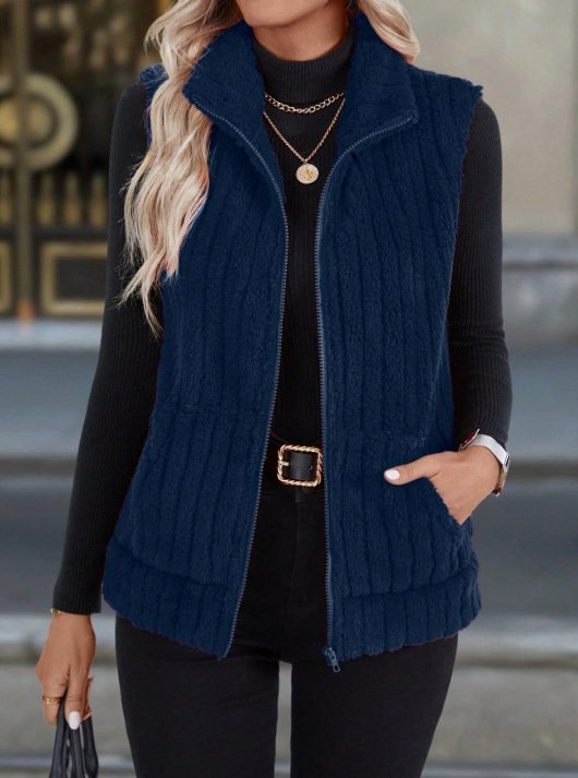Women Plain Sleeveless Casual Autumn Daily Vest Outerwear