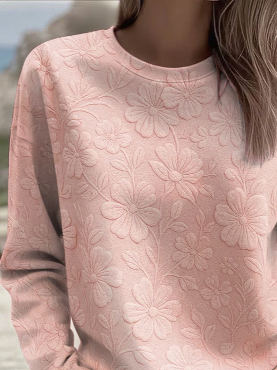 Women Floral Crew Neck Long Sleeve Casual Daily Spring/Fall Sweatshirt