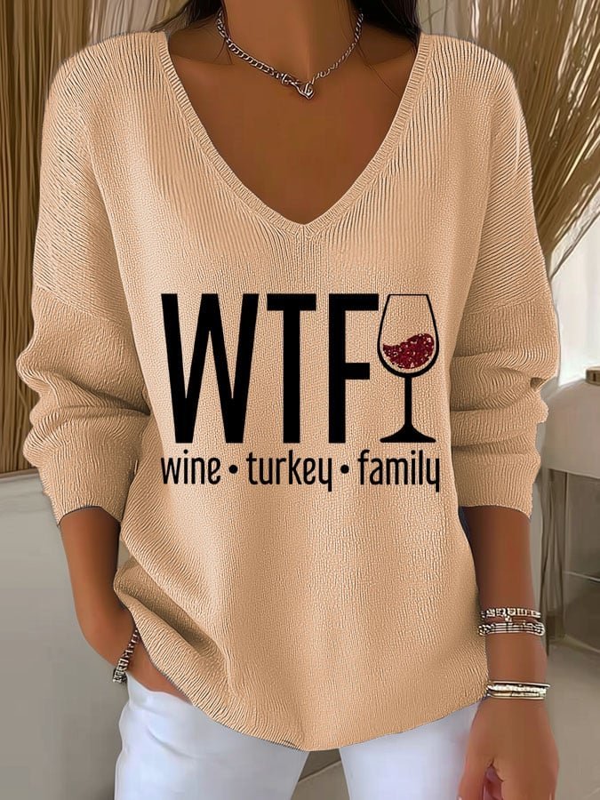 Women Festival V Neck Three Quarter Sleeve Vintage Holiday Spring/Fall T-shirt