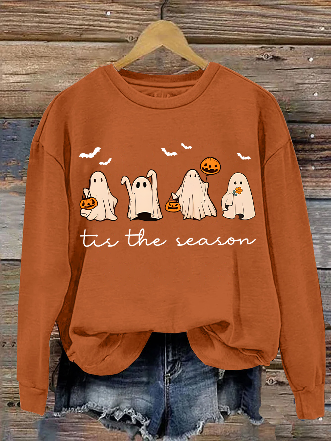 Women Halloween Crew Neck Long Sleeve Casual Holiday Spring/Fall Sweatshirt