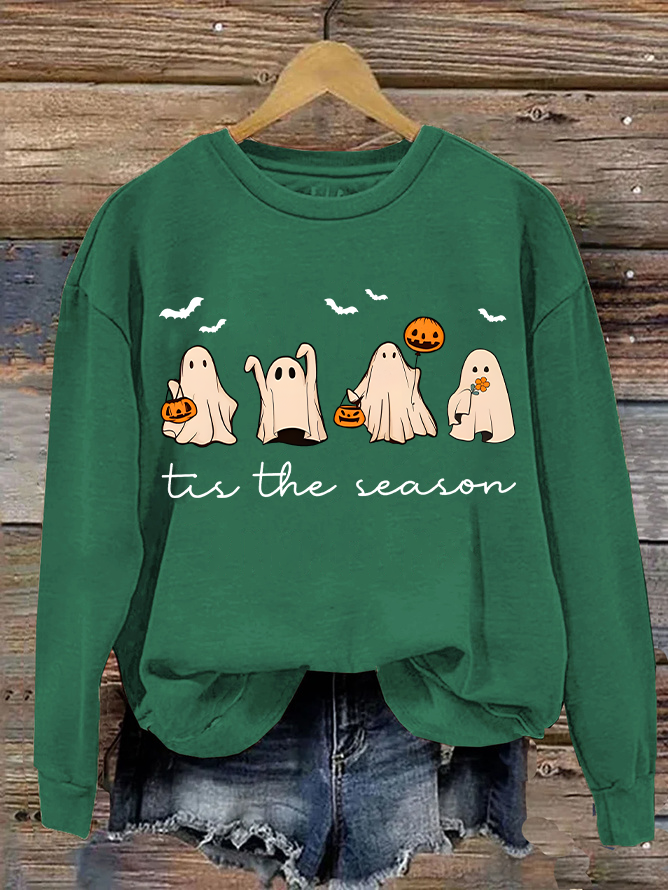 Women Halloween Crew Neck Long Sleeve Casual Holiday Spring/Fall Sweatshirt
