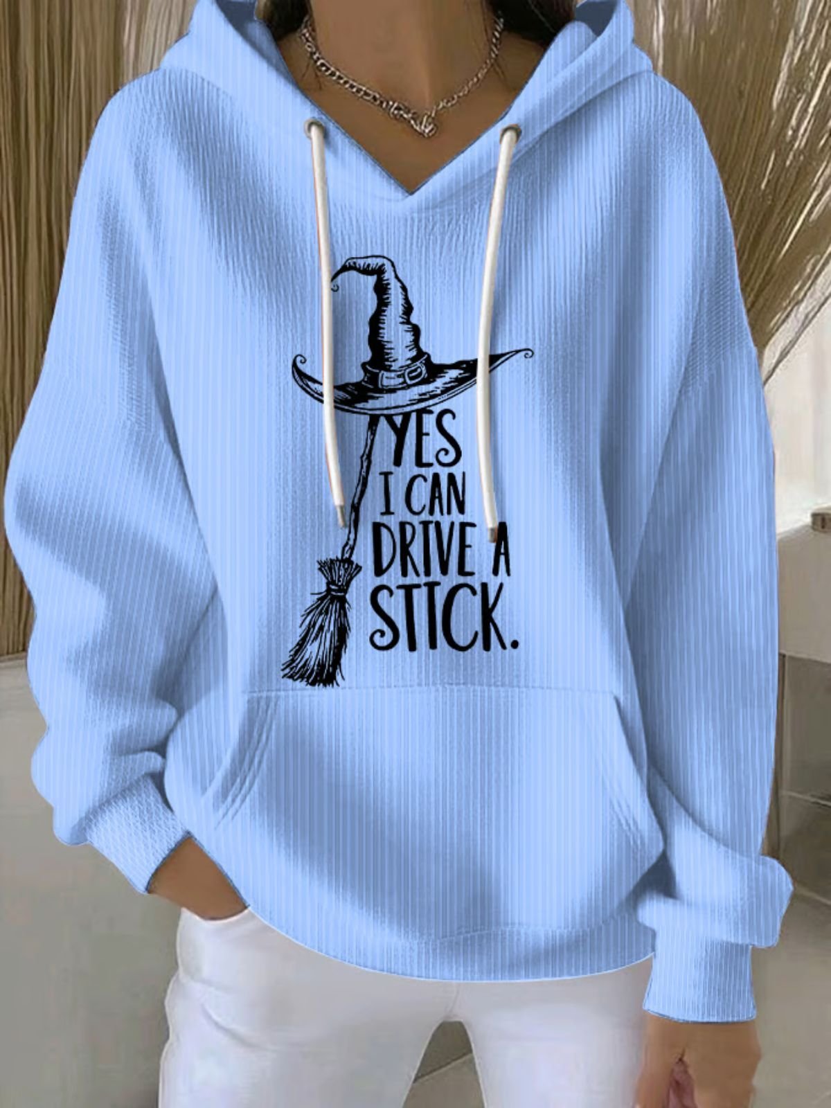 Women Halloween (Halloween Hat) Hooded Cotton Long Sleeve Vintage Holiday Spring/Fall Hoodie