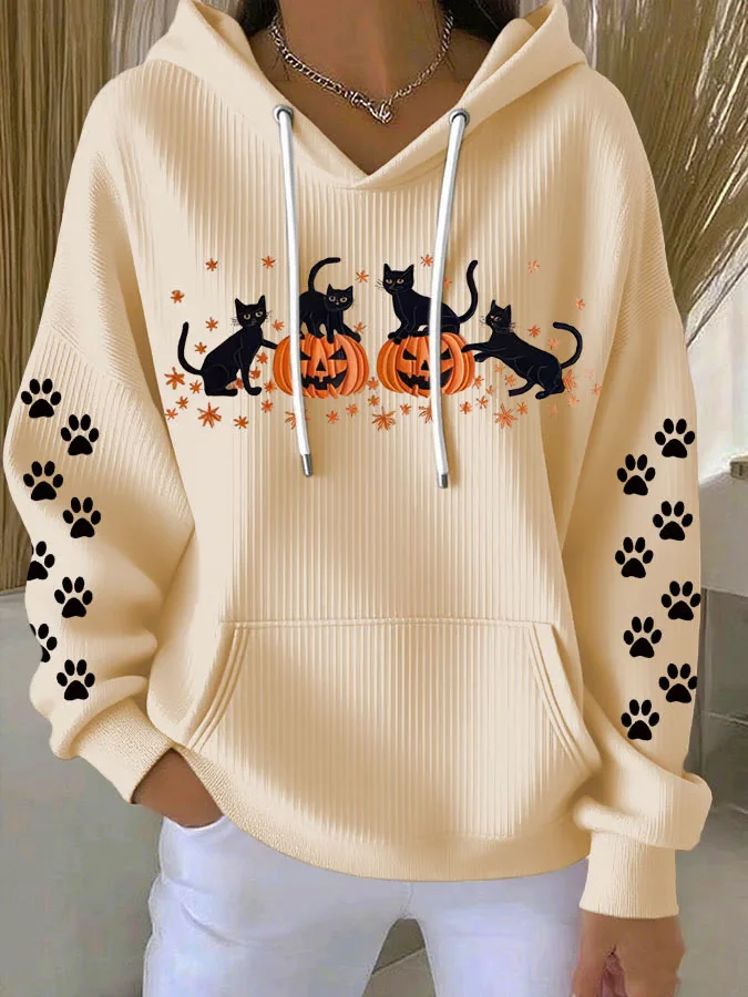 Women Cat Hoodie Long Sleeve Casual Daily Spring/Fall Hoodie