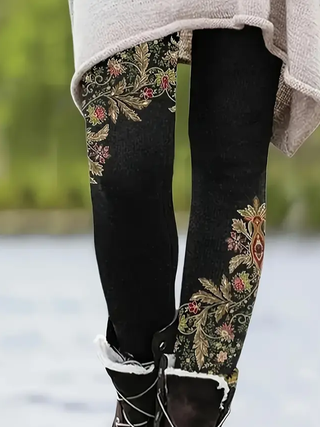Women Floral Jersey Casual Printing Leggings Daily All Season Legging