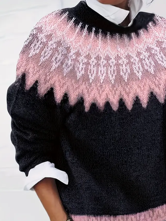 Women Abstract Crew Neck Long Sleeve Casual Daily Spring/Fall Sweater