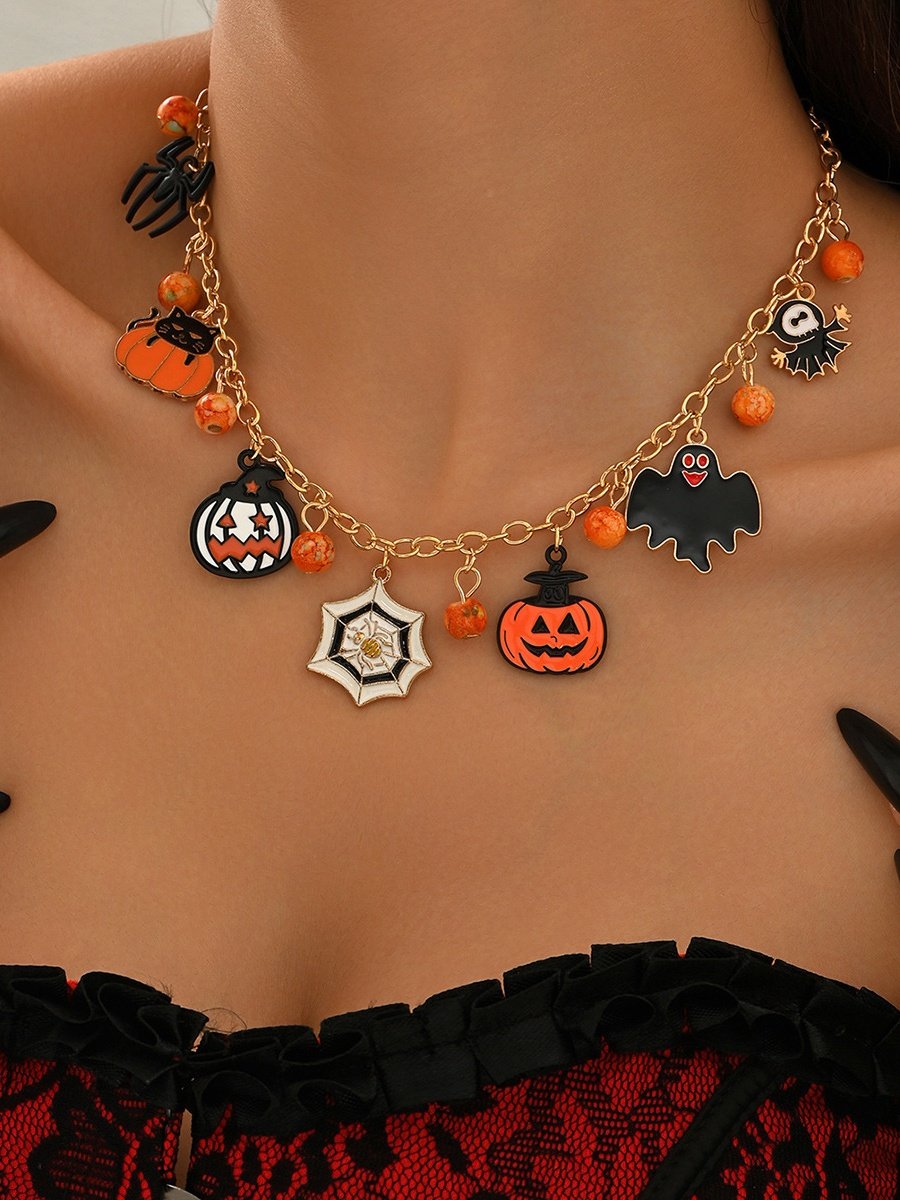 New Halloween Accessories Niche Cat Ghost Pumpkin High-end Jewelry Clavicle Chain Female Pendant Light Luxury Necklace