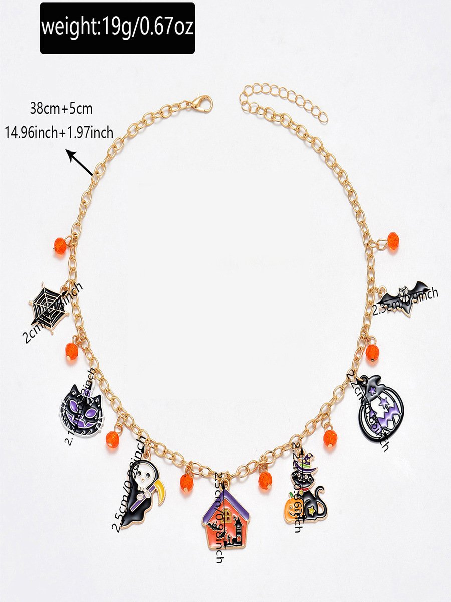 New Halloween Accessories Niche Cat Ghost Pumpkin High-end Jewelry Clavicle Chain Female Pendant Light Luxury Necklace