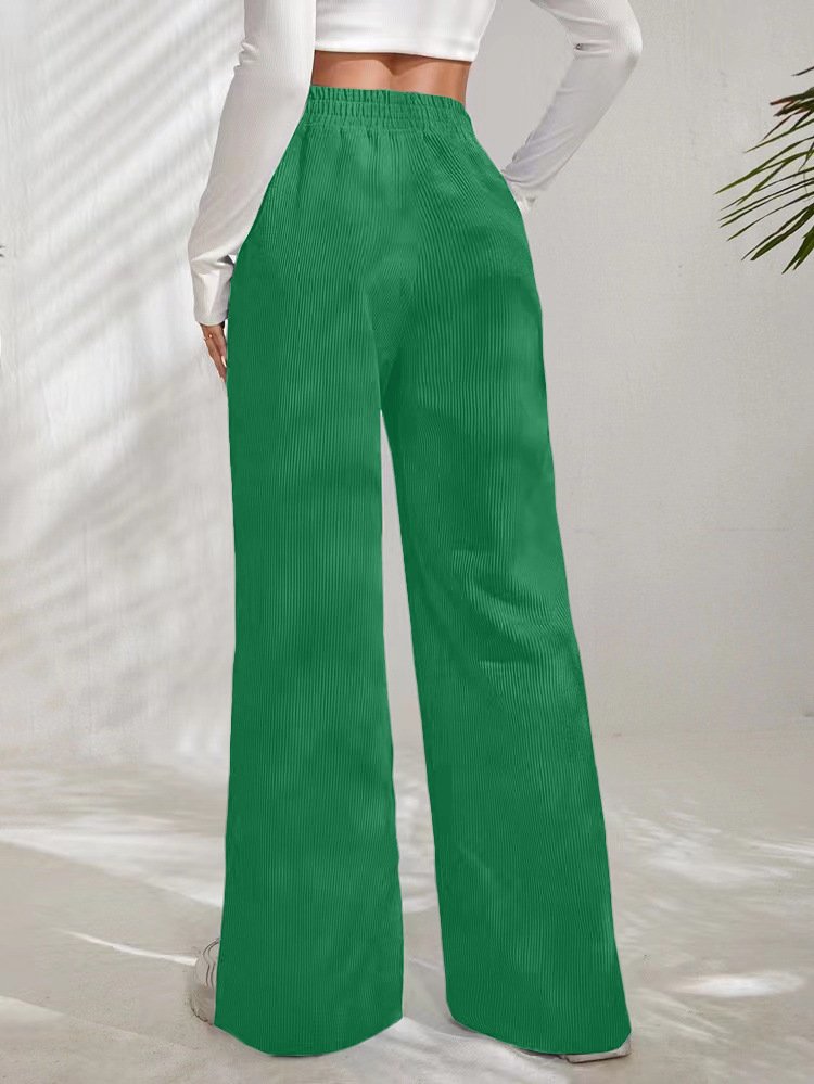 Women Plain Cotton Casual Split Joint Pant Daily Spring/Fall Wide Leg Pants