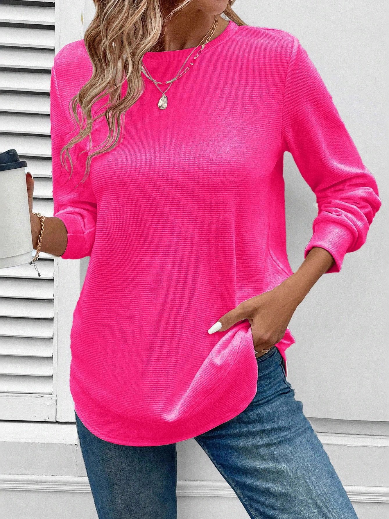 Women Plain Crew Neck Long Sleeve Vintage Daily Spring/Fall Sweatshirt