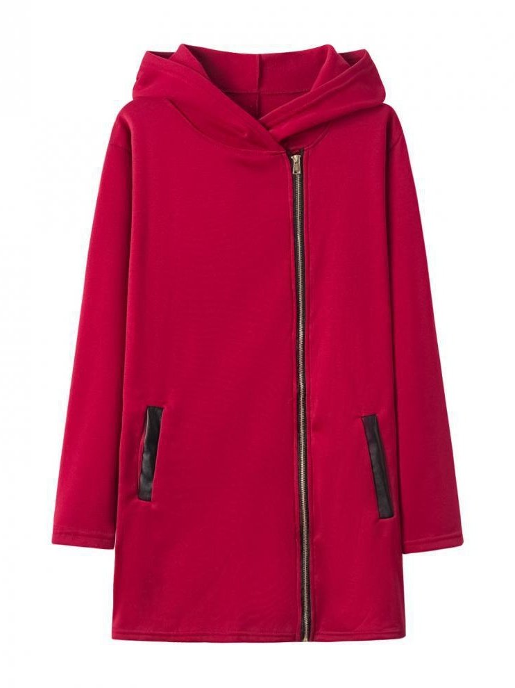 Women Plain Stand Collar Bomber Jacket Long Sleeve Vintage Split Joint Spring/Fall Daily Jacket Outerwear