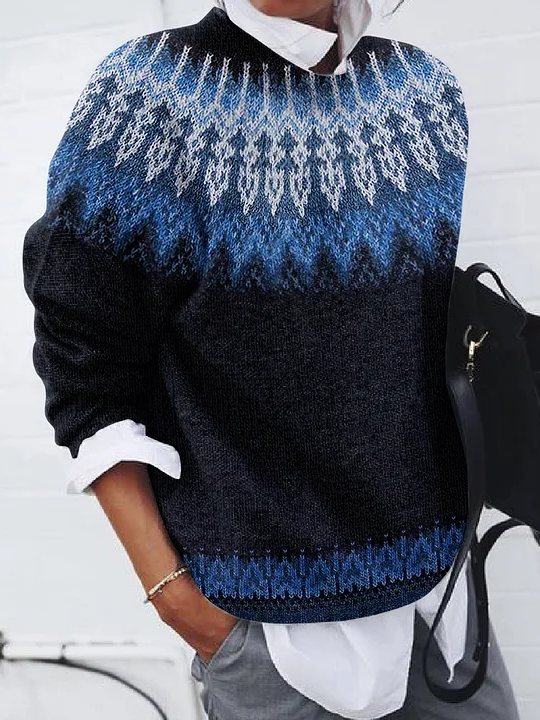 Women Abstract Crew Neck Long Sleeve Casual Daily Spring/Fall Sweater