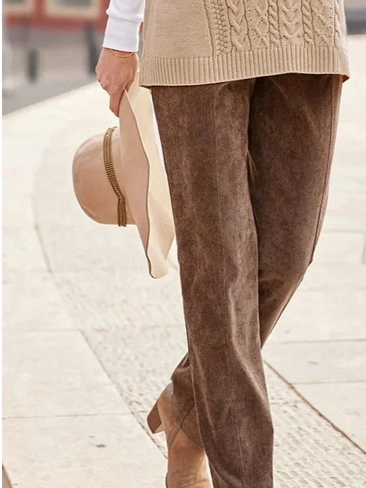 Women Plain Vintage Pant Daily Spring/Fall Straight Pants