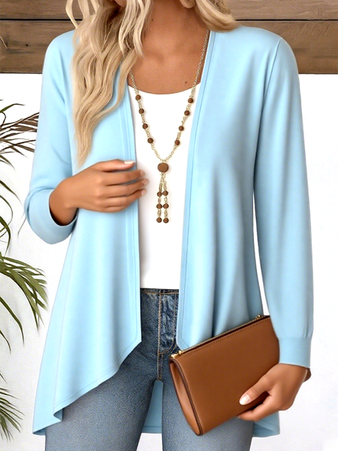 Women Plain V Neck Cotton Long Sleeve Casual Daily Spring/Fall Blouse