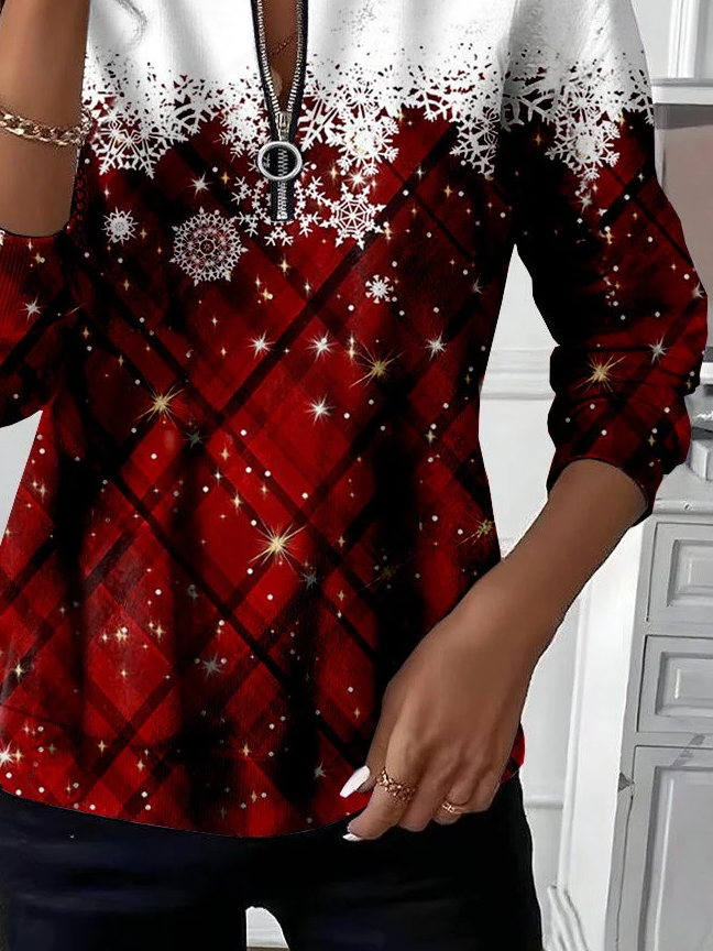 Women Christmas Crew Neck Long Sleeve Casual Daily Spring/Fall Sweatshirt