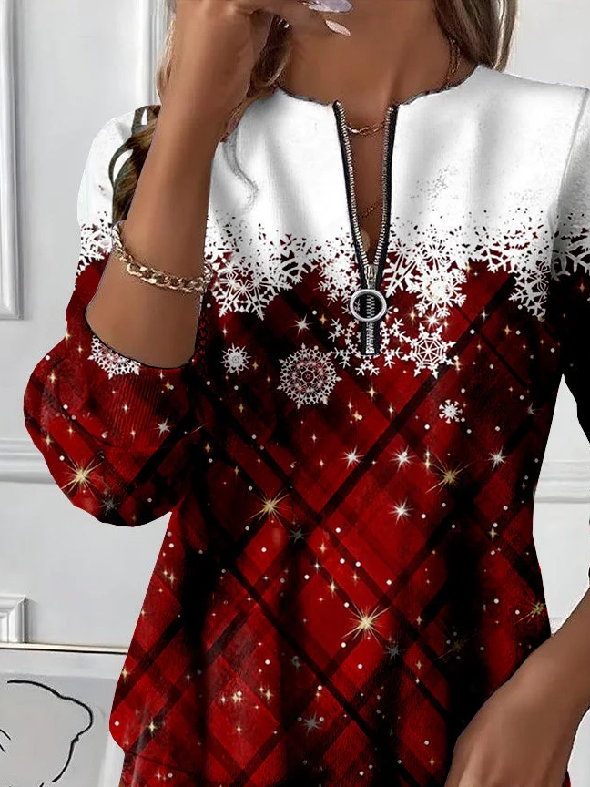 Women Christmas Crew Neck Long Sleeve Casual Daily Spring/Fall Sweatshirt