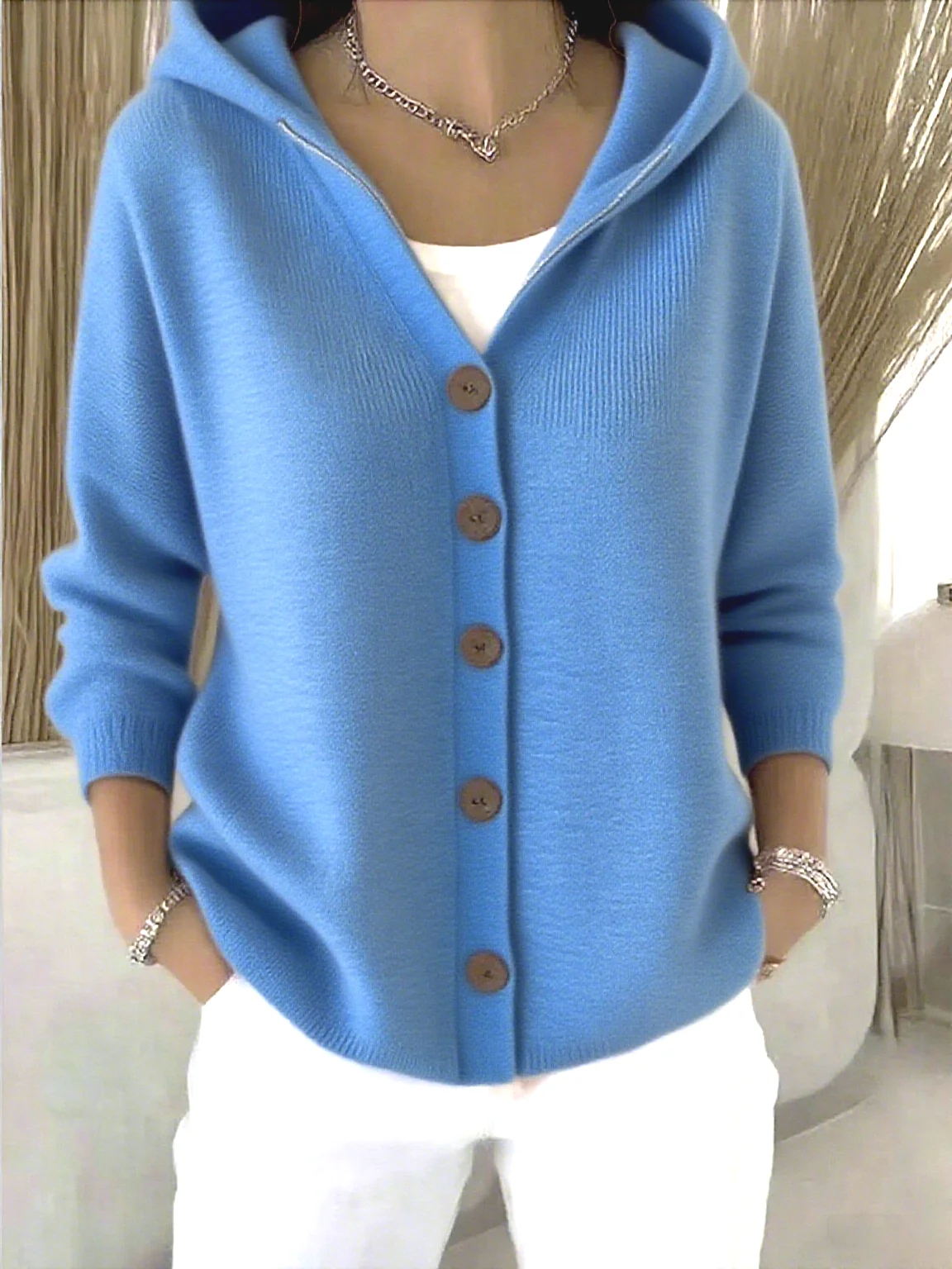 Women Floral Hoodie Cotton Long Sleeve Casual Daily Spring/Fall Cardigan