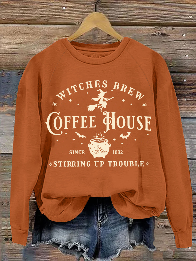 Women Halloween Crew Neck Long Sleeve Casual Holiday Spring/Fall Sweatshirt