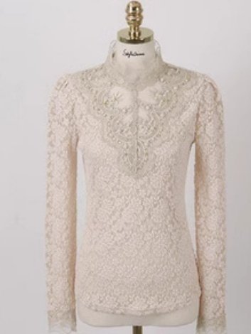 Women Floral Stand Collar Cotton Long Sleeve Vintage Daily Spring/Fall T-shirt