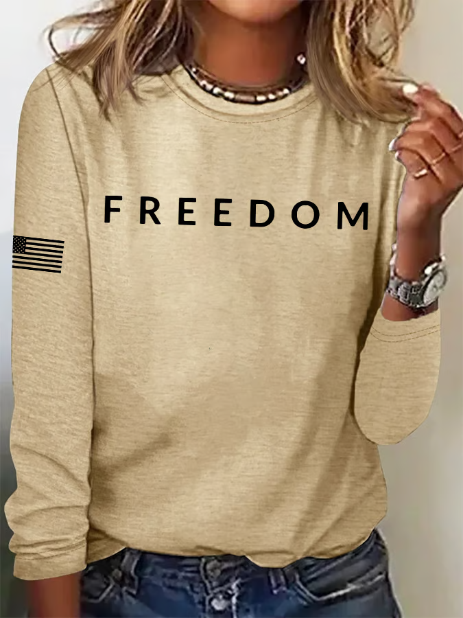 Women Text Letters Crew Neck Jersey Long Sleeve Casual Daily Spring/Fall T-shirt