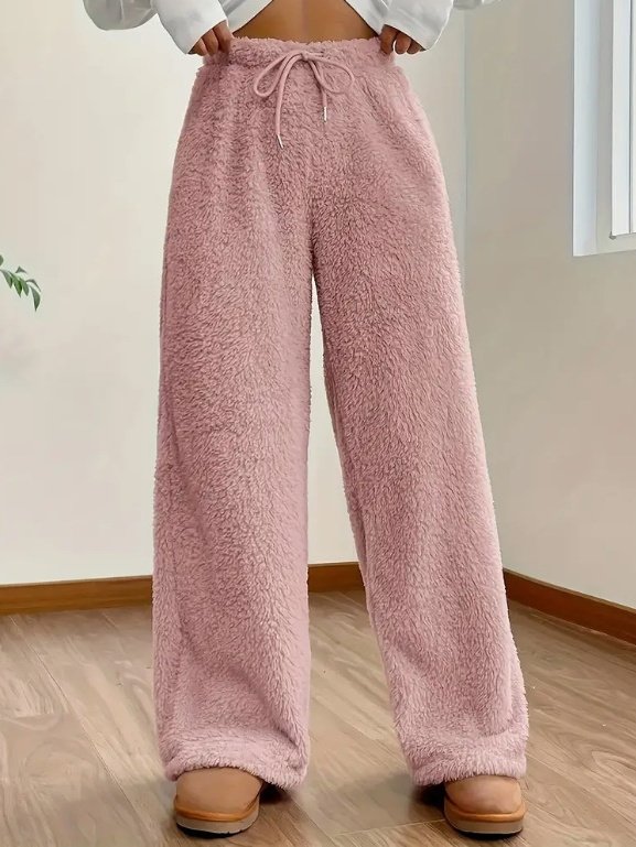 Women Plain Casual Split Joint Pant Daily Spring/Fall Wide Leg Pants