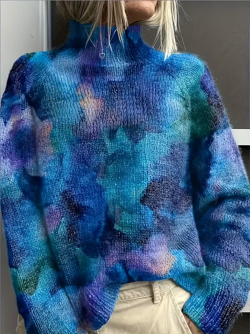 Women Abstract Turtleneck Long Sleeve Vintage Daily Spring/Fall Sweater