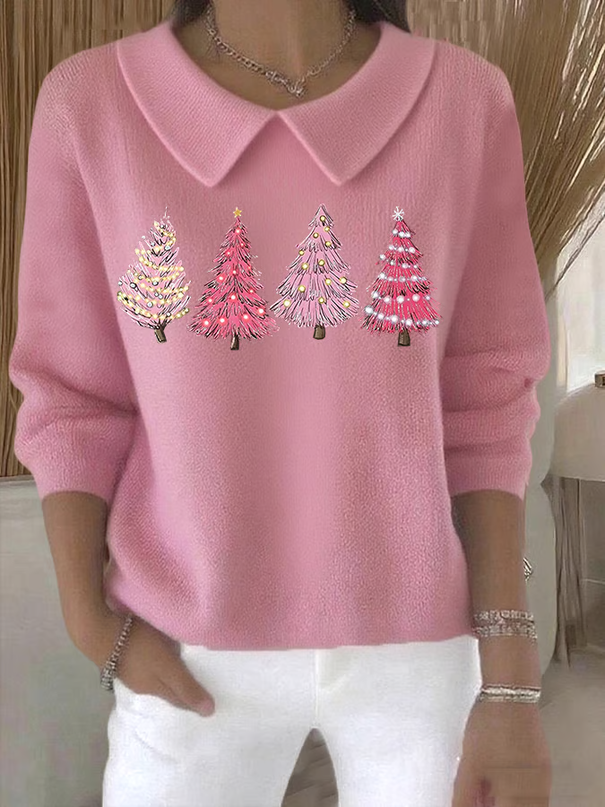 Women Christmas Shawl Collar Long Sleeve Casual Holiday Spring/Fall Sweater