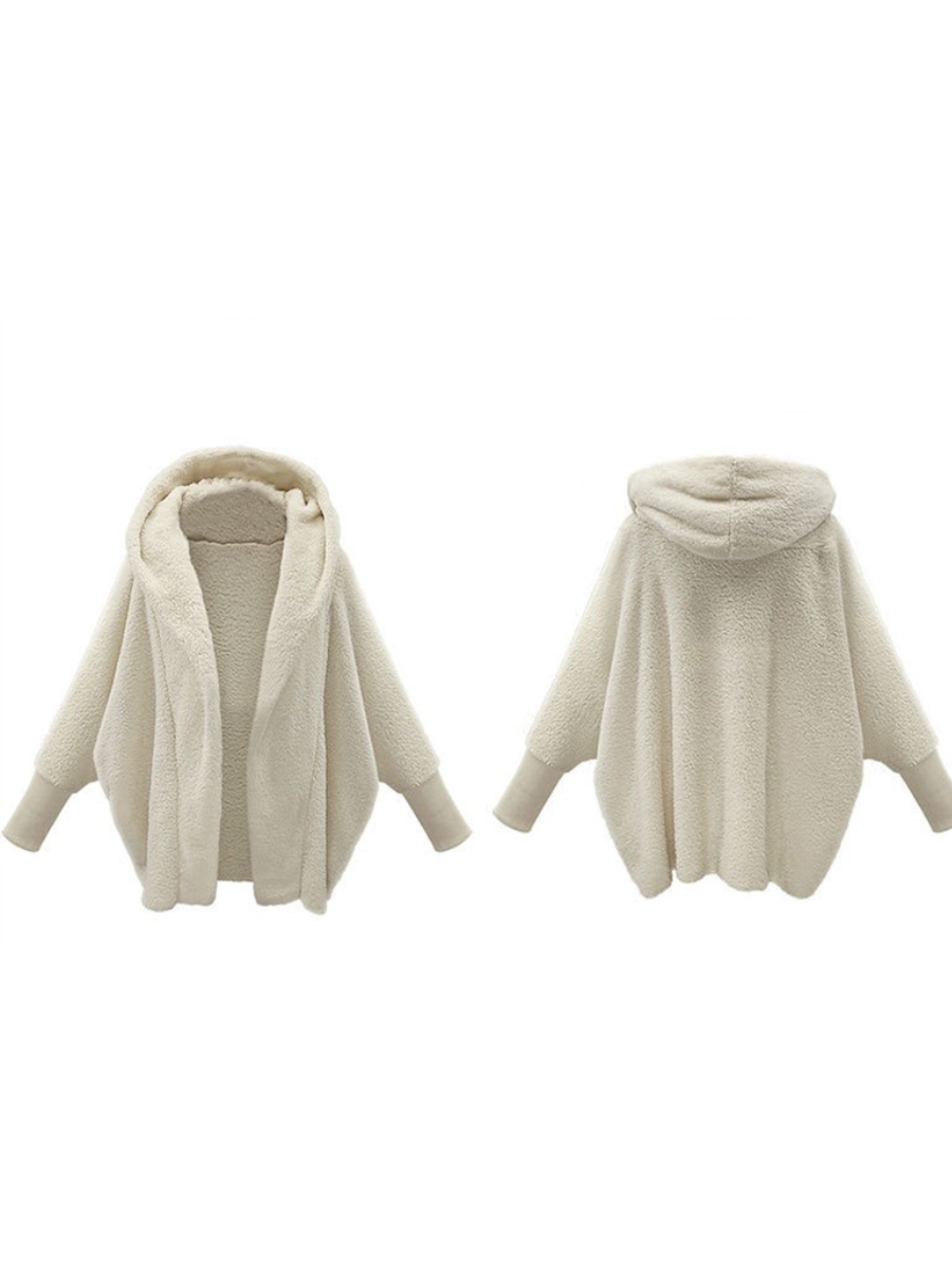 Women Plain Lapel Collar Zip Up Hoodie Long Sleeve Casual Split Joint Winter Daily Coat Outerwear