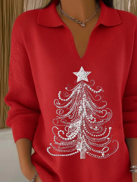 Women Christmas Shawl Collar Long Sleeve Casual Holiday Spring/Fall Sweater